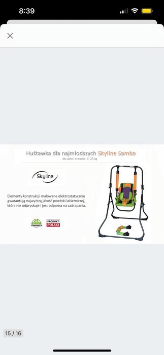 Huśtawka dla dziecka Wolnostojąca 3w1