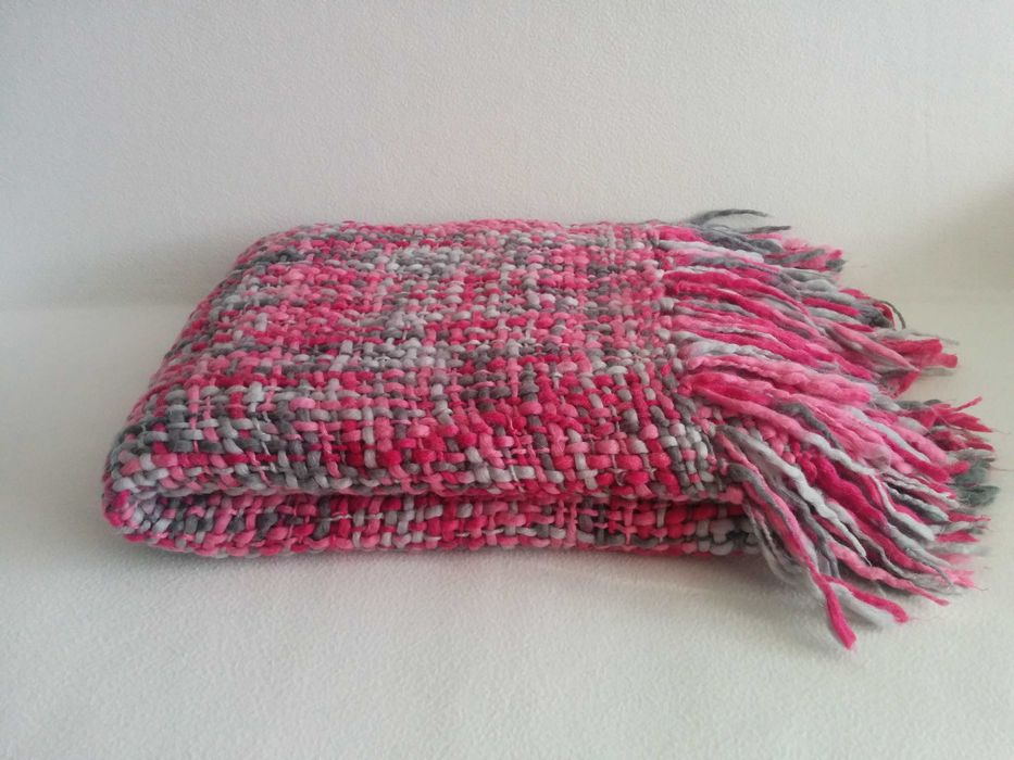 NOWY pleciony koc z frędzlami
