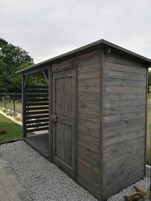 Drewutnia 2 x 1,1m + domek narzędziowy 2 x 1,1m z dachem prostym