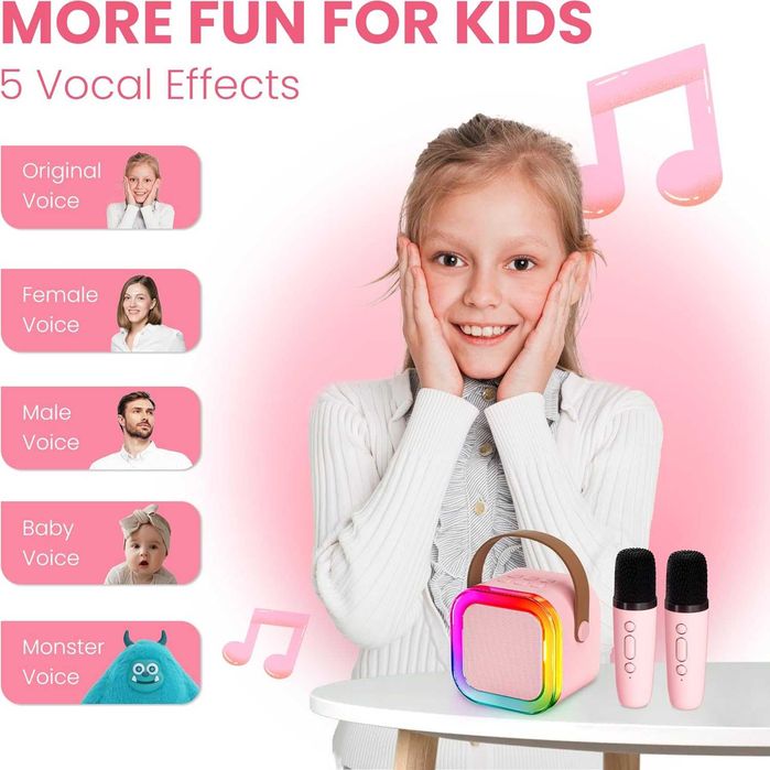 Zestaw karaoke dla dzieci 2 mikrofony, głośnik