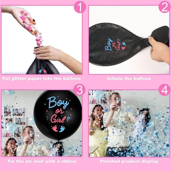 Balon XXL 81 cm chłopiec czy dziewczynka balon z konfetti