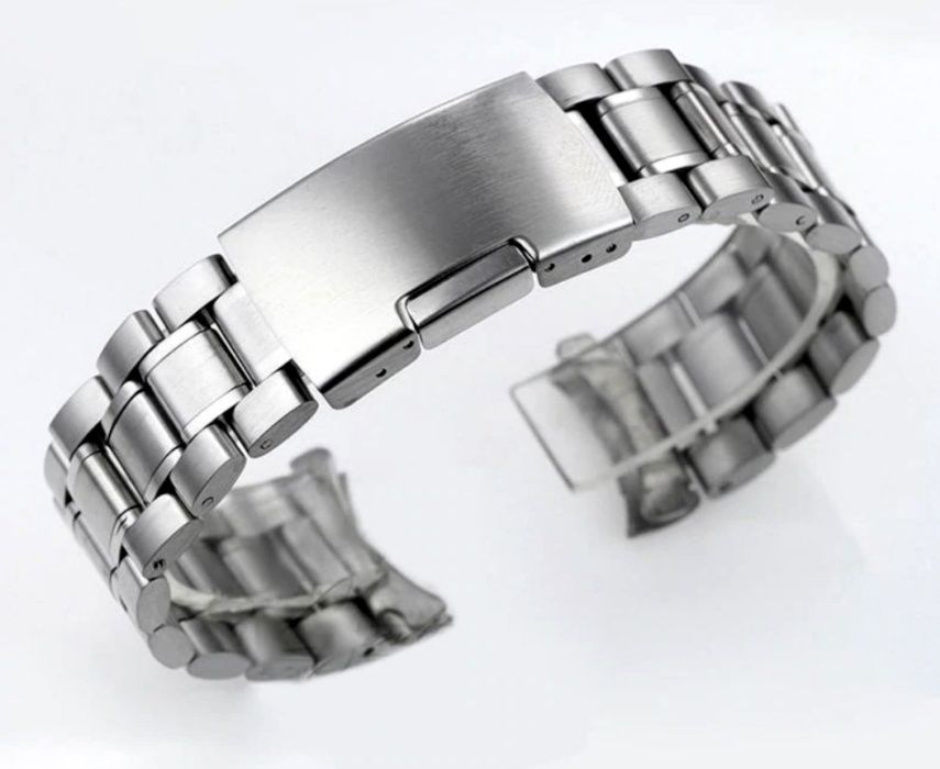 Bransoleta do zegarka pełne ogniwa 20, 22mm srebrna lub czarna
