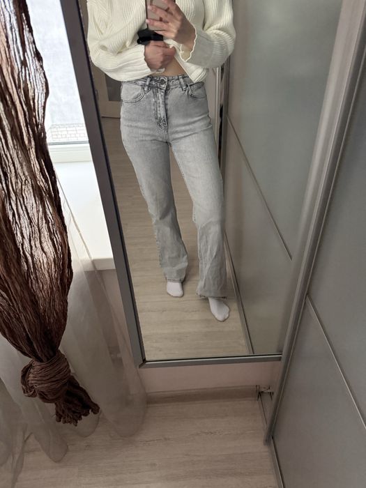 Джинсы прямые светло серые