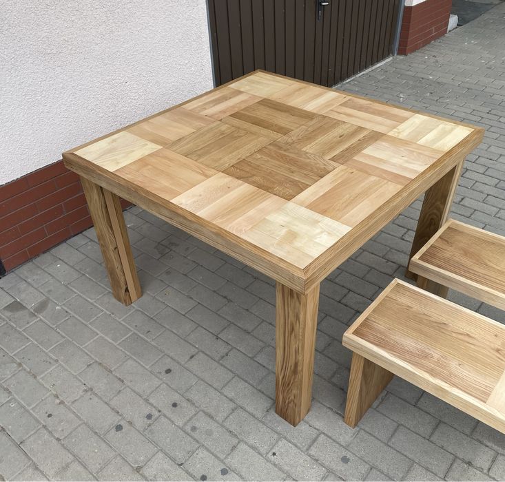 Stól + Ławki (Zestaw lite drzewo )