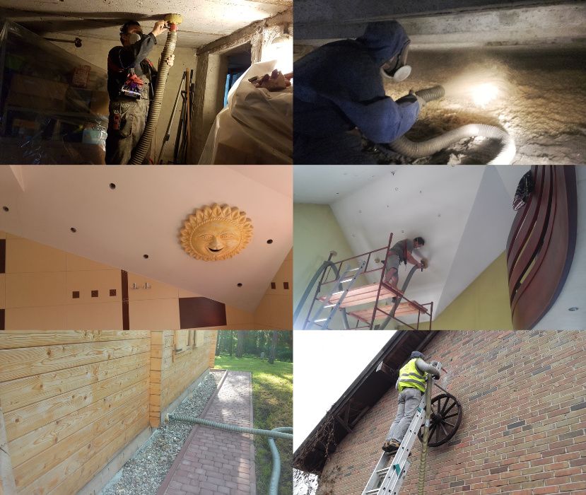 Ocieplenia wiązarów, wdmuchiwanie wełny, celulozy Ekofiber. Natrysk