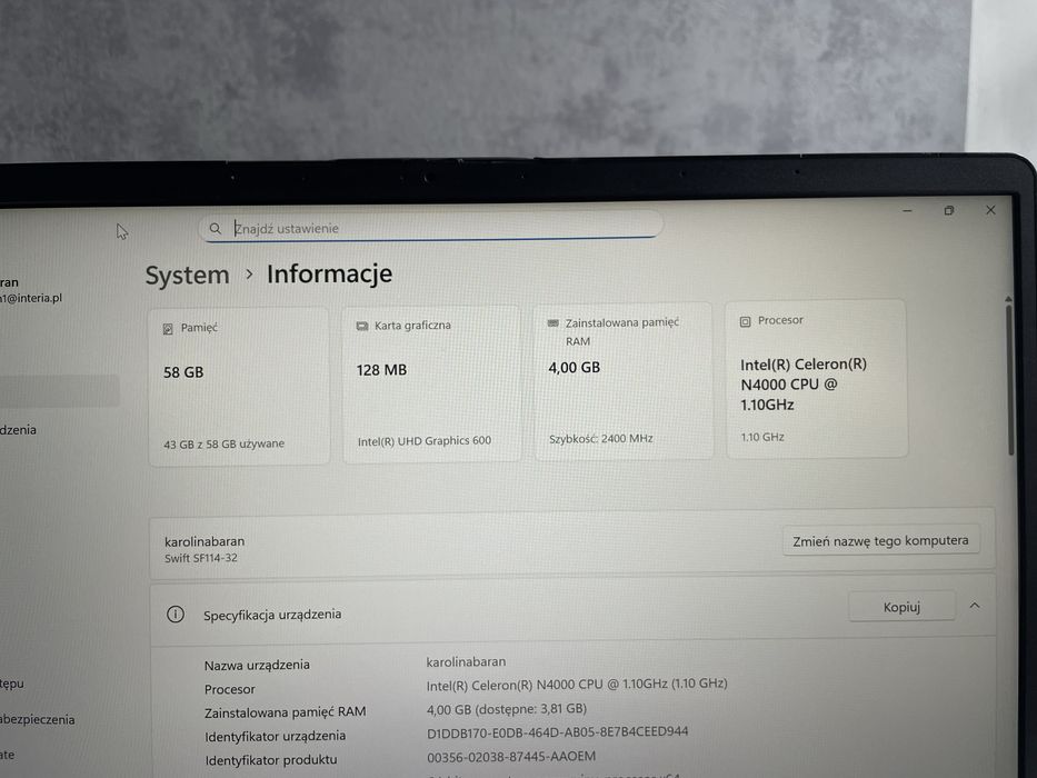 Laptop Acer Swift1