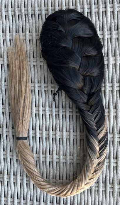 Premium Ultra włosy doczepiane, czarny/ blond/ ombre, warkocz 203.