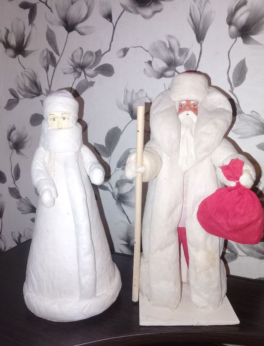 Дед Мороз и Снегурочка ватные, СССР (Дед - Ровенская фабрика игрушек