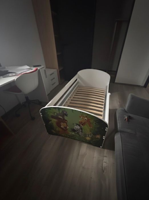 Łóżko dziecięce  białe na materac 160x80, stelaż