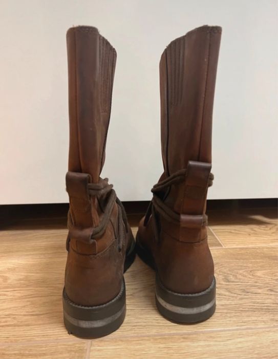 Damskie kozaki skóra nubuk brązowe