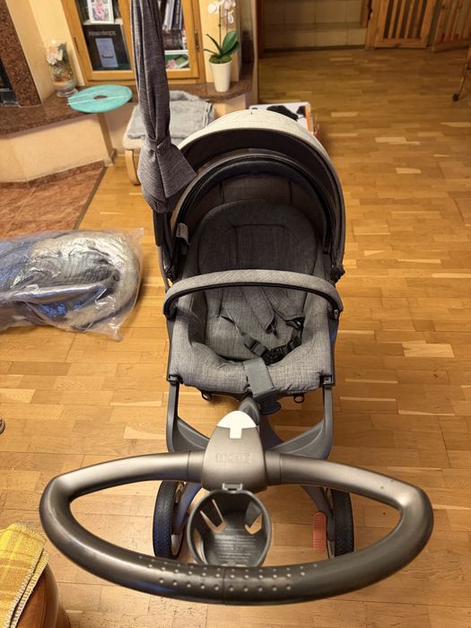 ZESTAW Stokke 2w1 Grey Melange + Winter/Summer Kit Stan Idealny