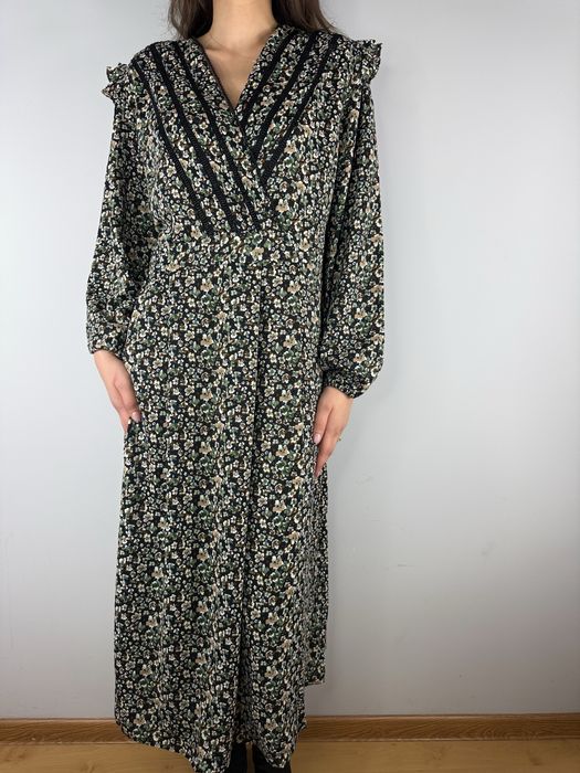 Długa sukienka maxi retro w kwiatki łączka Rainbow rozmiar 42 XL