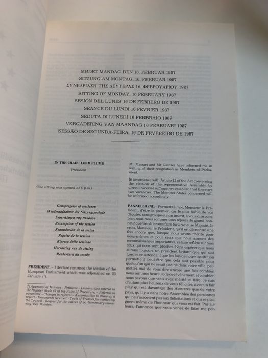 Relato integral das sessões / Actas literales de las sesiones