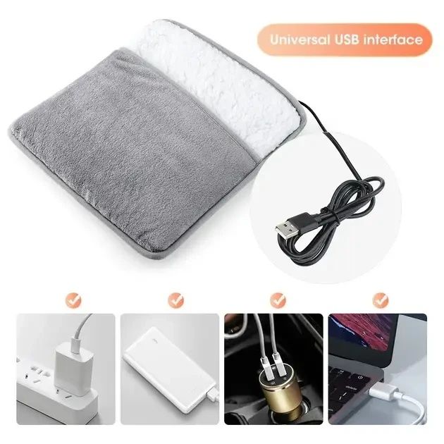 Портативна фланелева грілка для ніг з електричним підігрівом Foot warmer XL-997 Килимок з USB підігрівом