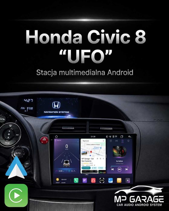 Nawigacja Honda Civic 8 "UFO"Android_14 CarPlay LTE Qled !!! Montaż
