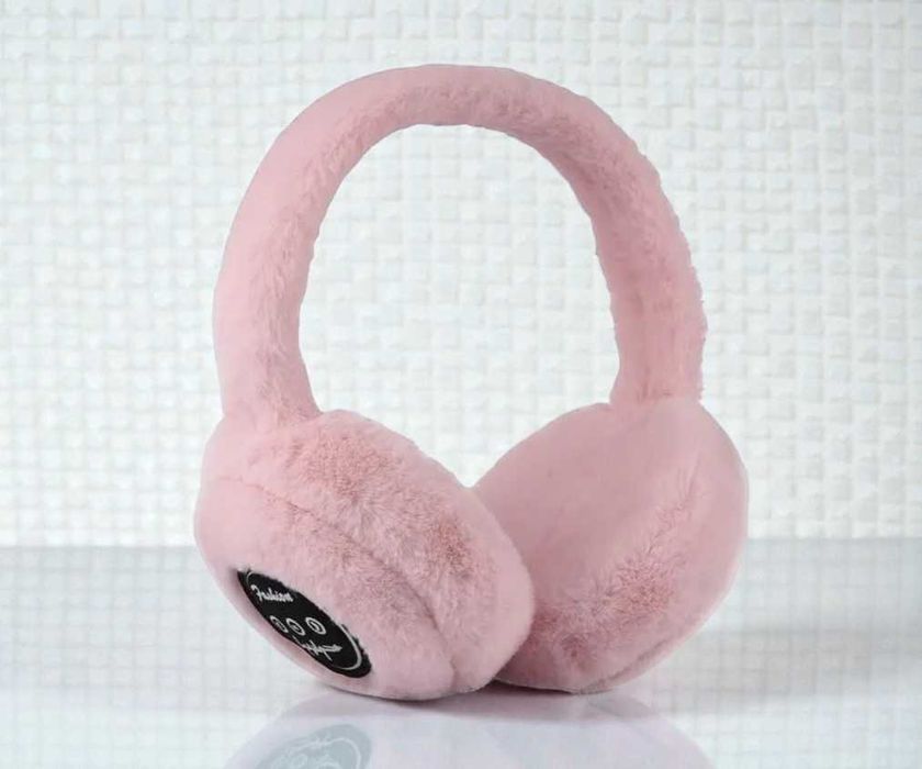 Навушники рожеві AEMAI бездротові Bluetooth стерео мікрофон плюшеві