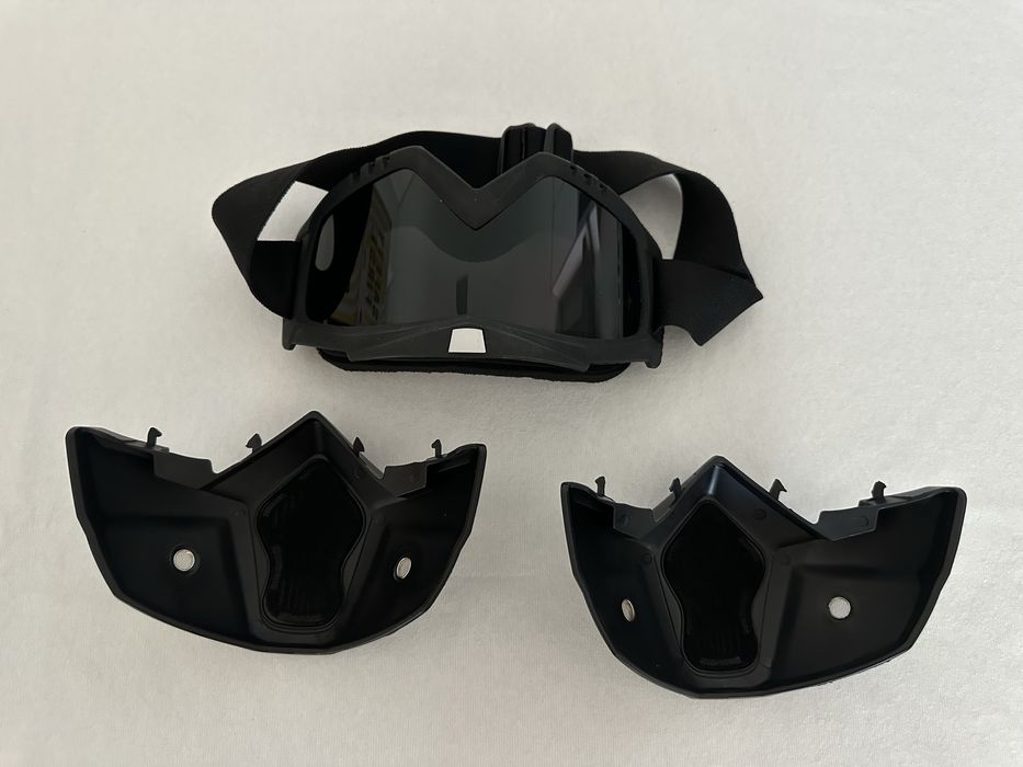 Conjunto 2 máscaras + 1 óculos goggles lentes escuras