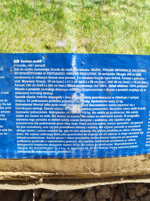 Zestaw mebli ogrodowych Tesco!! okrągły stół 4 krzesła i parasol