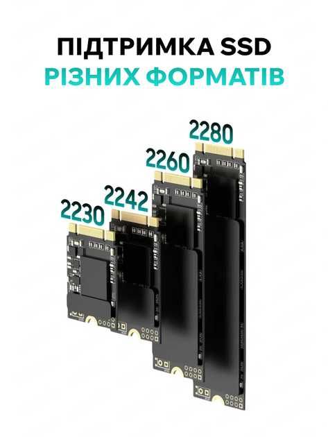 Зовнішній корпус кишеня для SSD M.2 NVMe та SATA USB 3.2 Gen2 RTL9210B