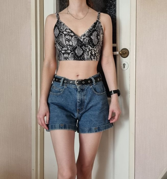 Crop top wężowy wzór pattern xs