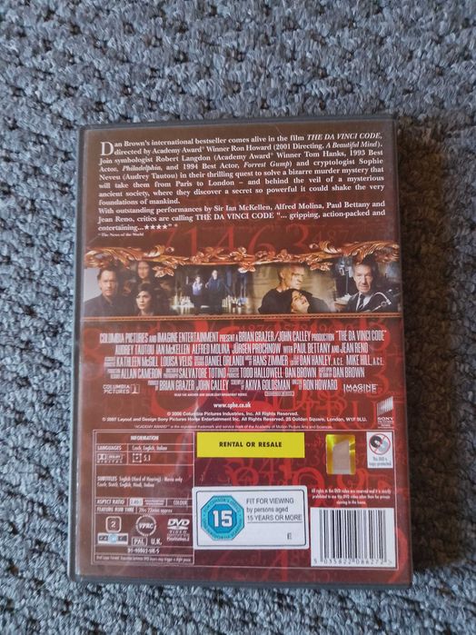 "The da Vinci Code" (Kod da Vinci) film dvd, angielska wersja językowa