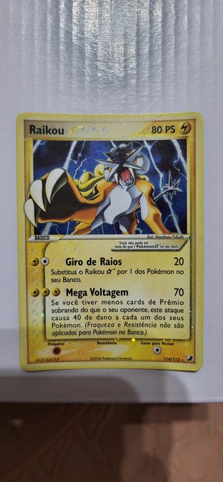 Carta pokémon Raikou 114/115 gold star ex unseen forces