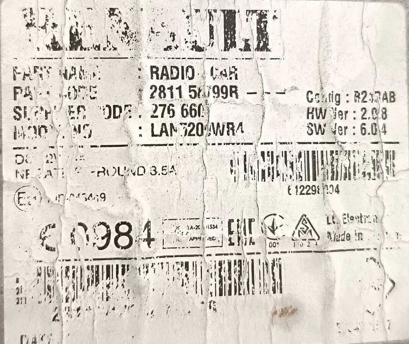 Rádio / Auto Rádio 281158799R - RENAULT DUSTER