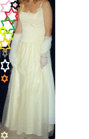 Sukienka długa ecru kremowa tiul atłas ślub bal suknia M 38 S 36 WOW