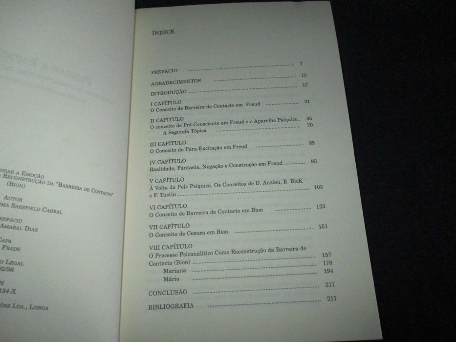 Livro Pensar a Emoção Maria de Fátima Sarsfield Cabral
