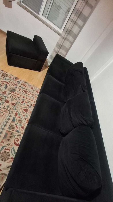 Sofá com Chaise (Preto) 4/5 Lugares