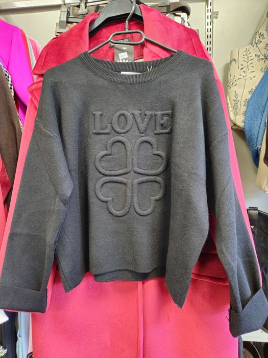 Sweterek krótki czarny LOVE Italy, r. UNI !!!