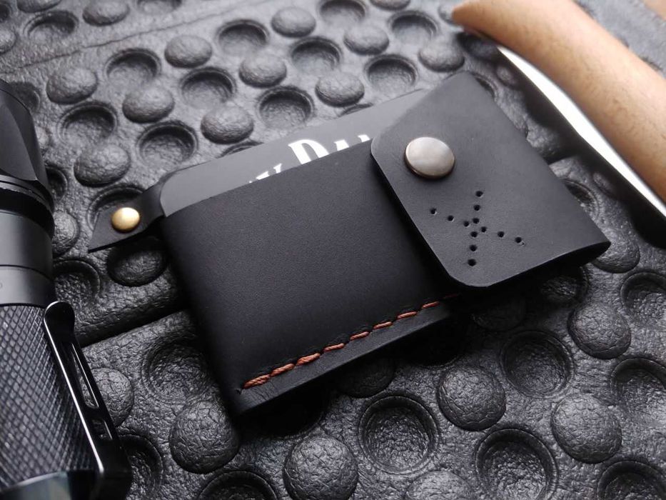 Супер компактний чоловічий гаманець BOSTON з натуральної шкіри чорний