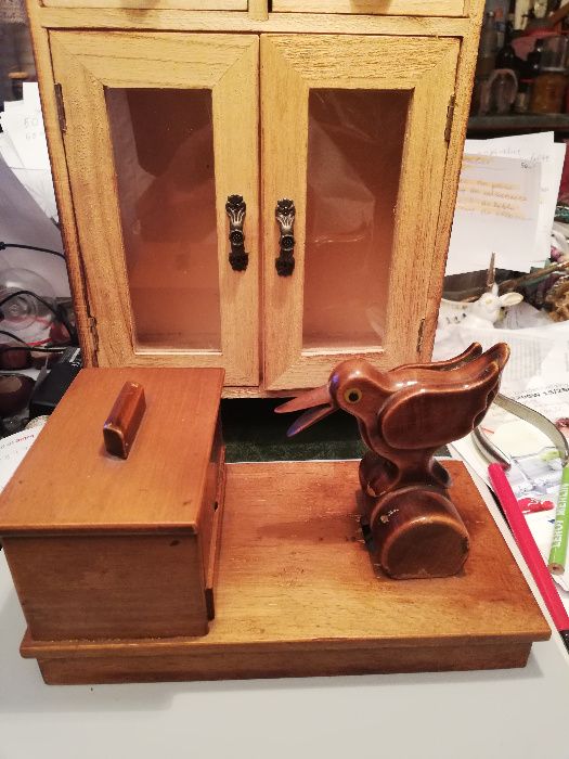 pojemnik z ptaszkiem na papierosy -vintage