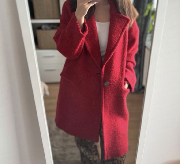 Massimo Dutti czerwony płaszcz XS