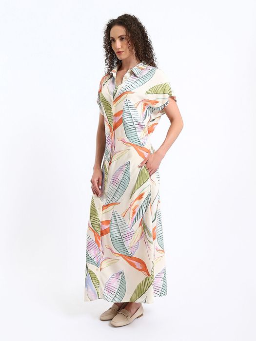 LC WAIKIKI Квіткова сукня-сорочка з коротким рукавом для жінок