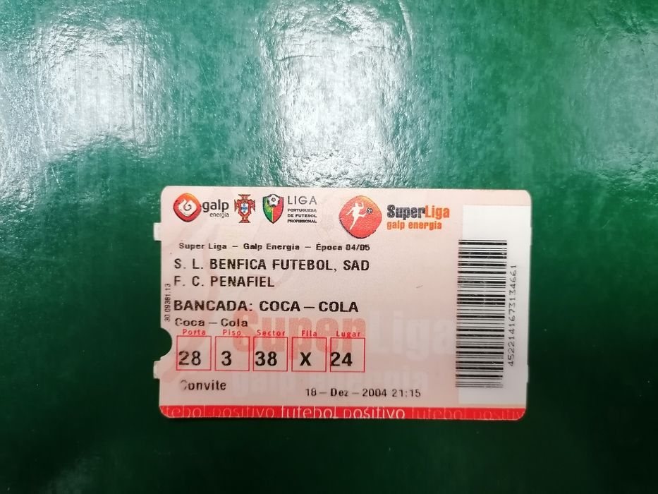 Bilhete de futebol Sport Lisboa e Benfica / F C Penafiel