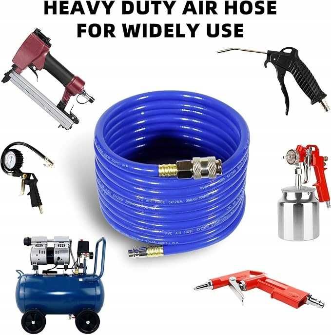 Wąż powietrzny z szybkozłączką 20 bar 1/4" , do kompresora, długość 5m