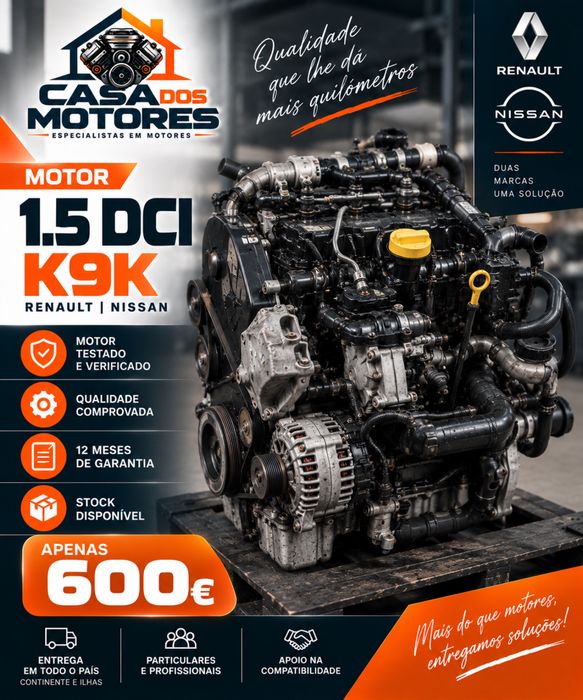 Motor 1.5 DCI K9K Renault Nissan 12 Meses Garantia