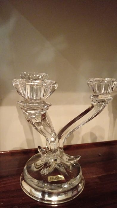 Candelabros em cristal e prata