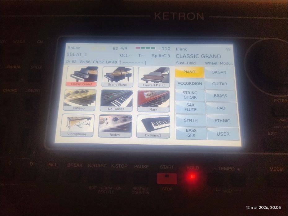 KETRON SD7 keyboard aranger