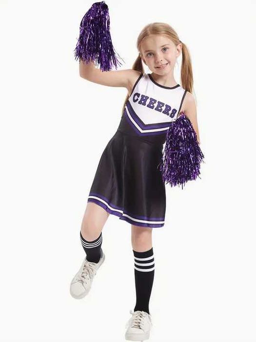 134 Strój cheerleaderki CHEERLEADERKA Cheers kostium sukienka pompony