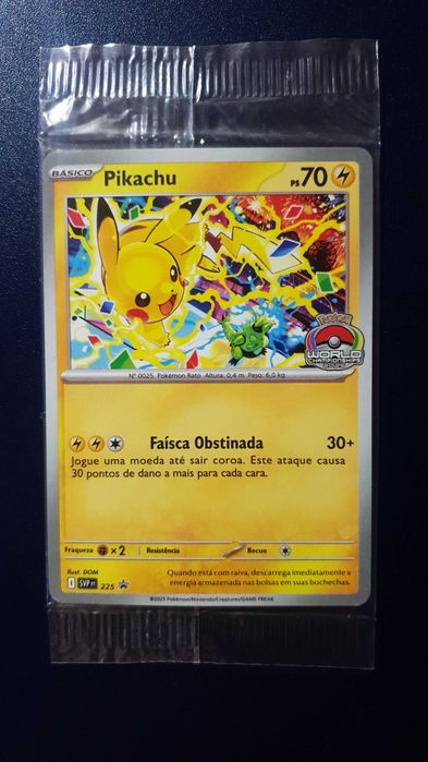 2025 Pokémon TCG Pikachu SVP 225 World Championships Black Star Promo Portuguese PT Sealed Card