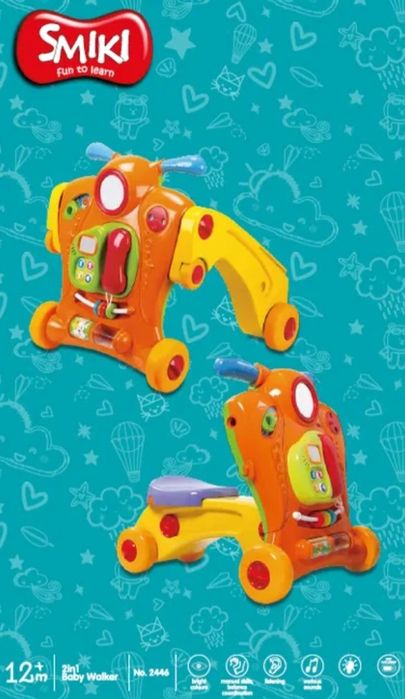 Smiki, Baby Walker, chodzik, pchacz interaktywny, 2w1