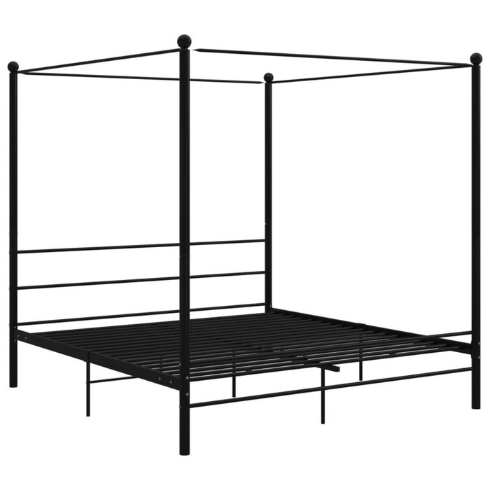 Łóżko metalowe czarne z baldachimem 160x200