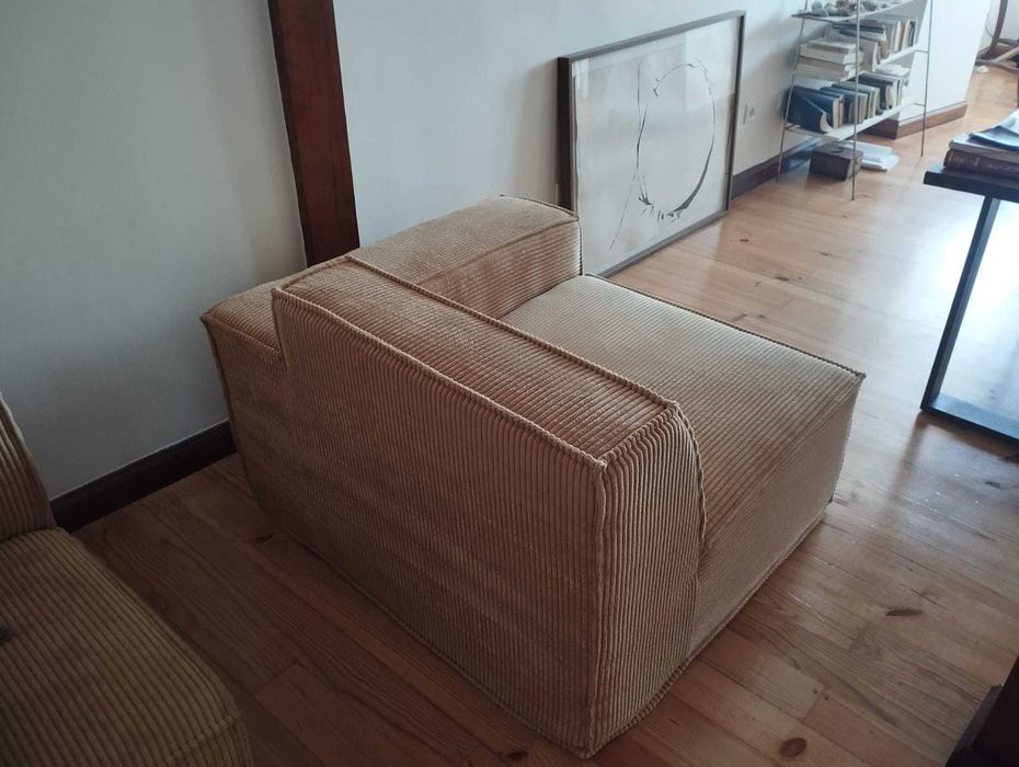 Sofá modular cor de areia FOLIO em veludo bombazine | Sem uso, Novo