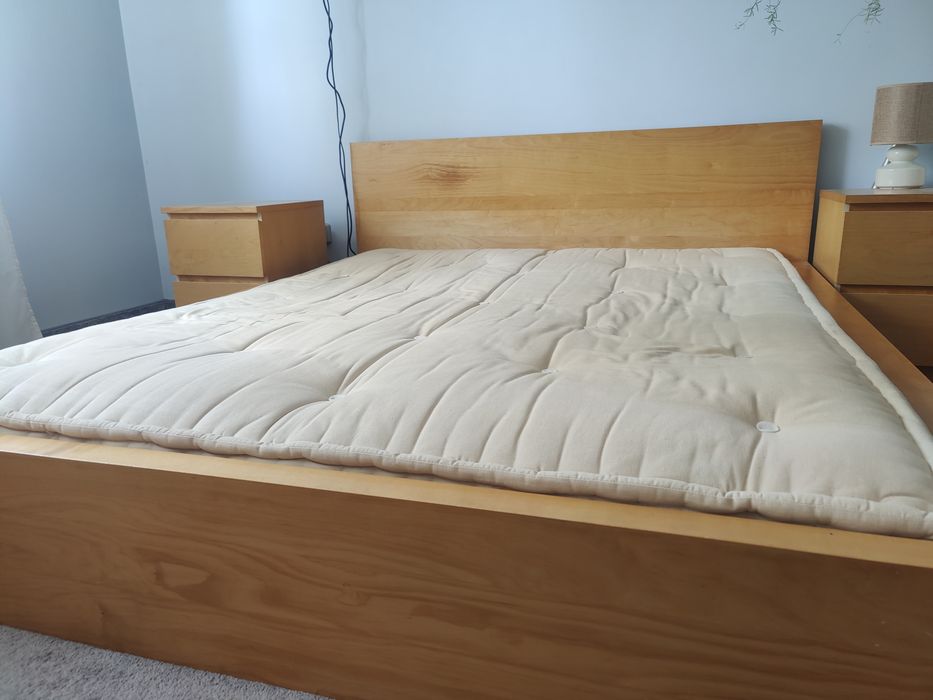 Łóżko Ikea Malm Brzoza Rama Futon  160x200 szafki nocne