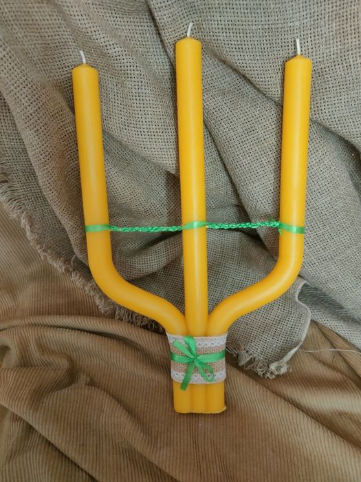 Свічки Трійця з бджолиного воску. Свеча Тройца. трикирій. Воскові свіч