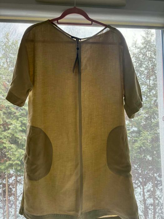 Krótka sukienka z mieszanki lnu - Massimo Dutti