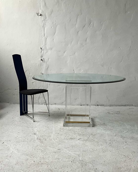 Stół jadalniany akryl szkło lata 90 vintage design