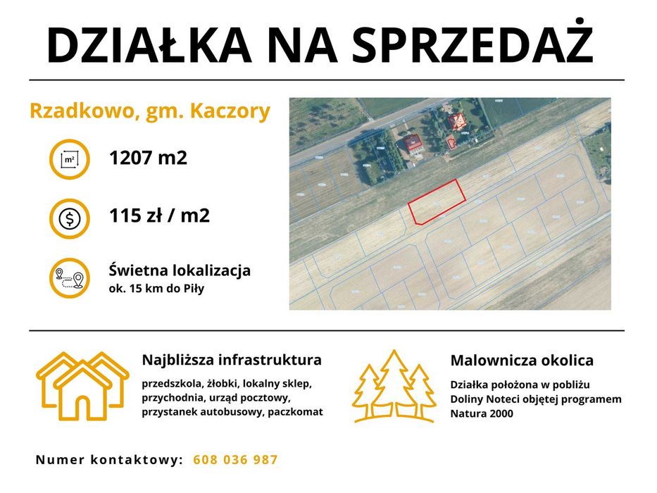 Działka budowlana Rzadkowo (gm. Kaczory) | 1207 m2 | BEZ POŚREDNIKA